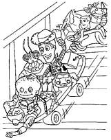 coloriage toy story woody glisse dans les escaliers